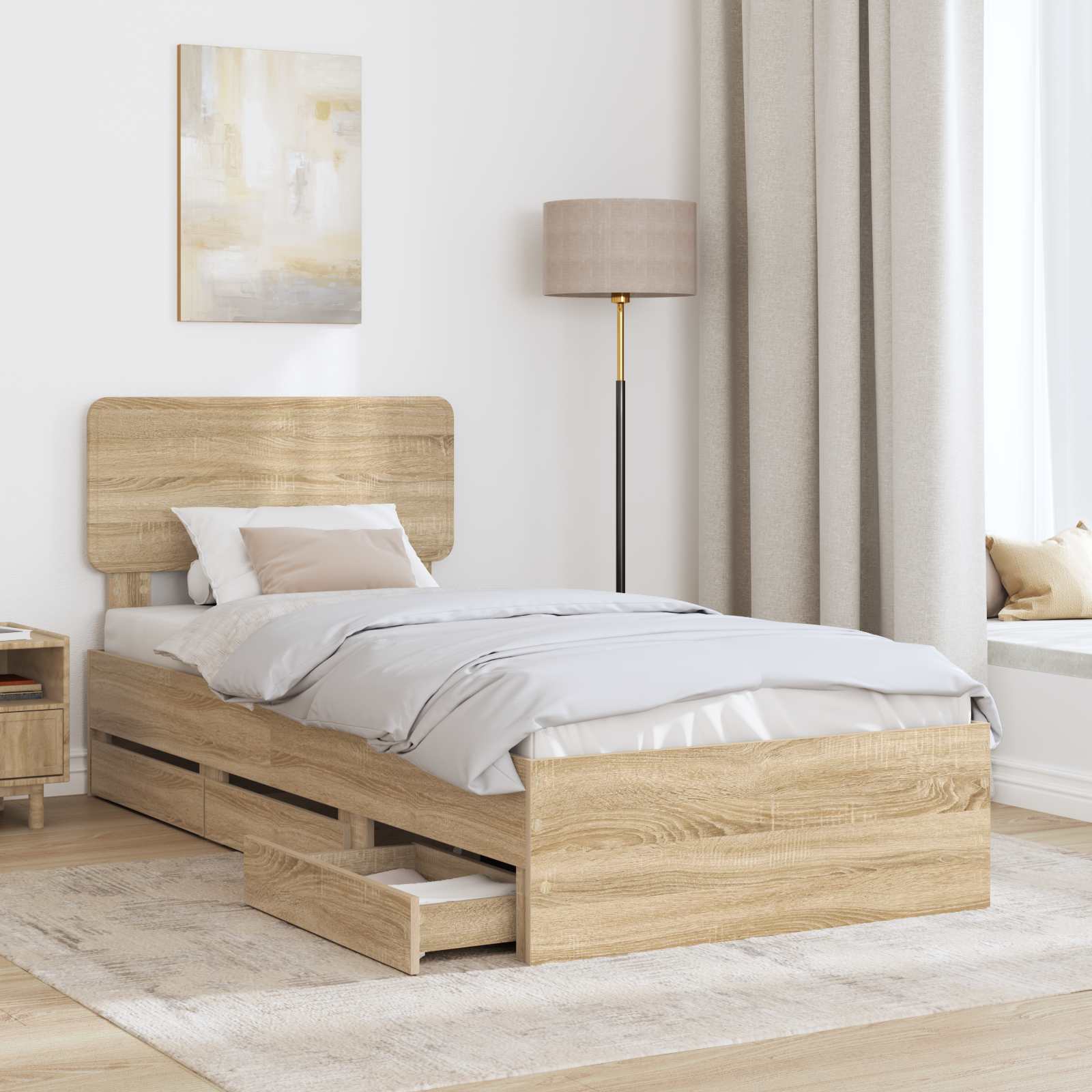 vidaXL Ramka łóżka Dąb Sonoma 100 x 200 cm Drewno inżynieryjne