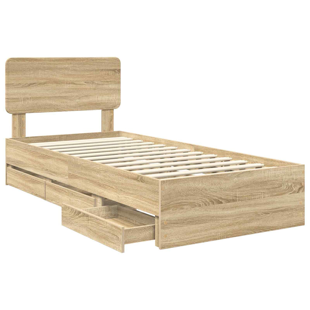 vidaXL Ramka łóżka Dąb Sonoma 100 x 200 cm Drewno inżynieryjne