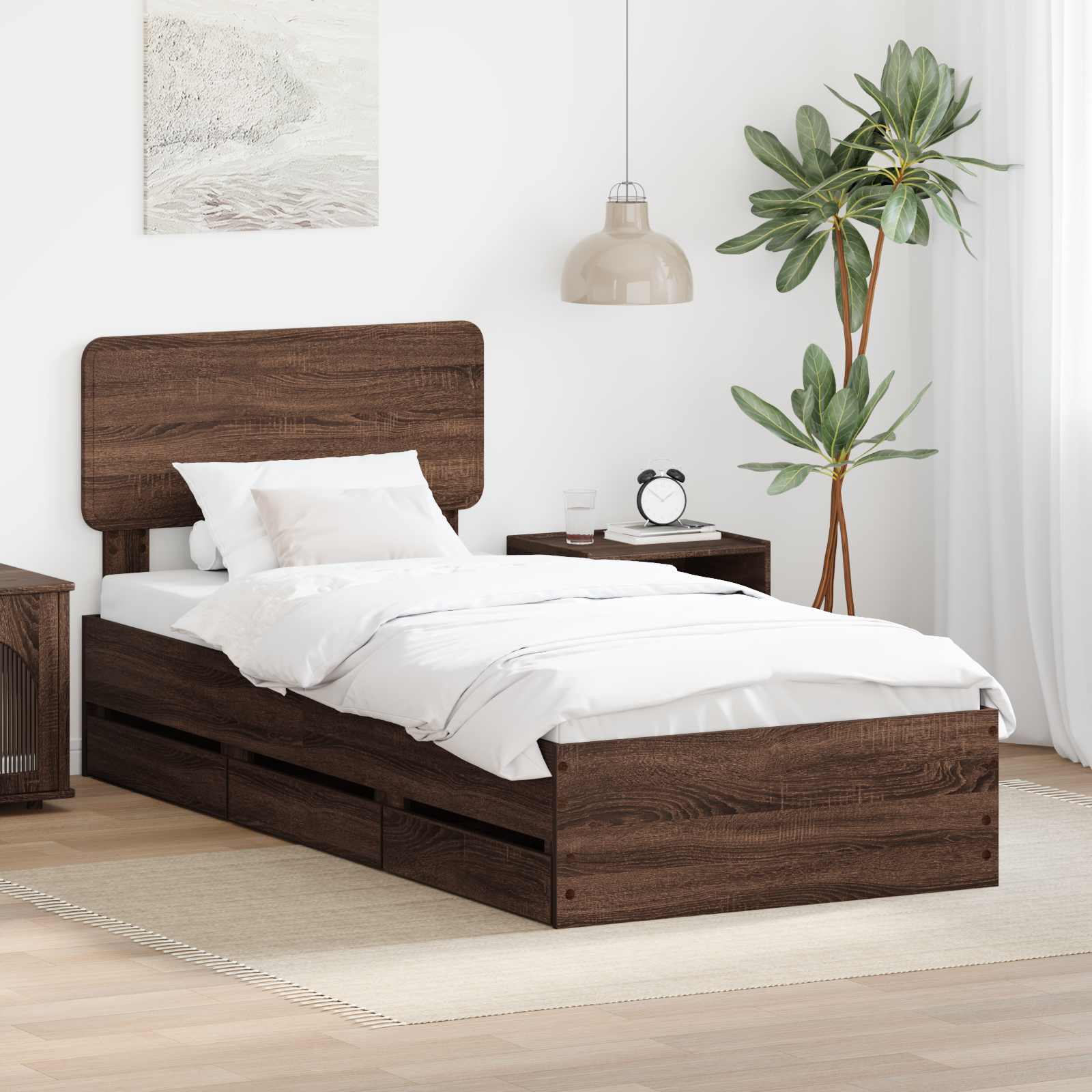 vidaXL Ramka łóżka Dąb brązowy 100 x 200 cm Drewno inżynieryjne