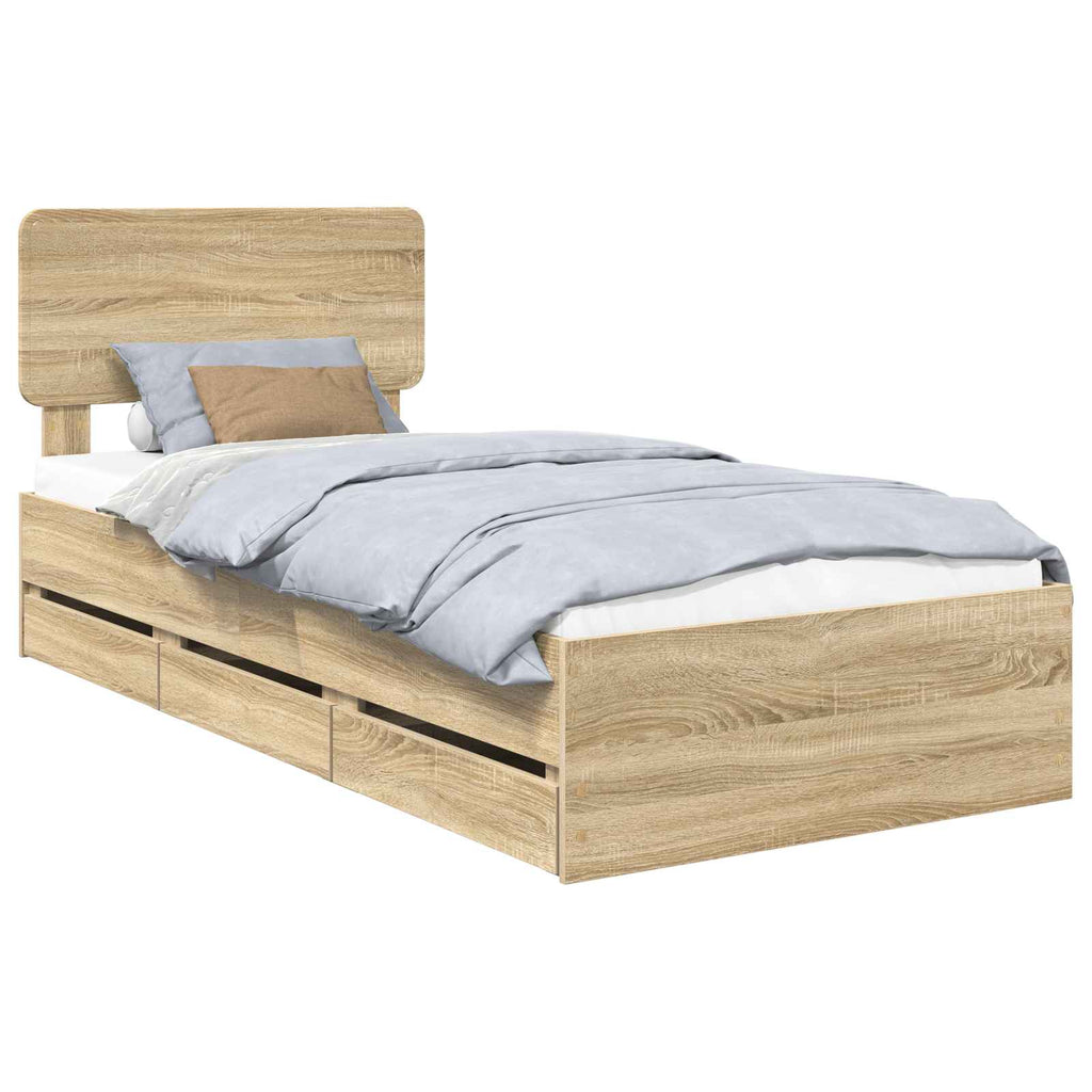 vidaXL Ramka łóżka Dąb Sonoma 90 x 200 cm Drewno inżynieryjne