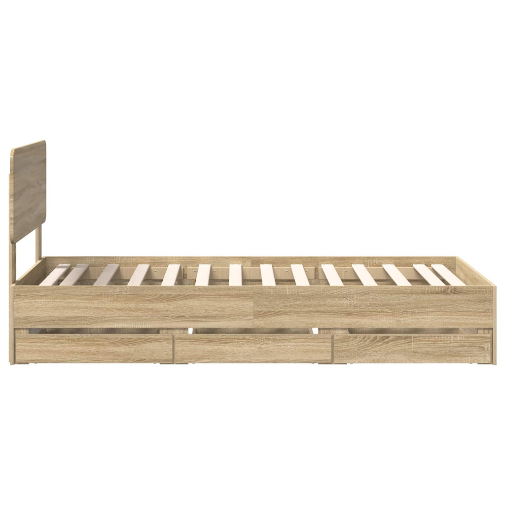 vidaXL Ramka łóżka Dąb Sonoma 90 x 200 cm Drewno inżynieryjne