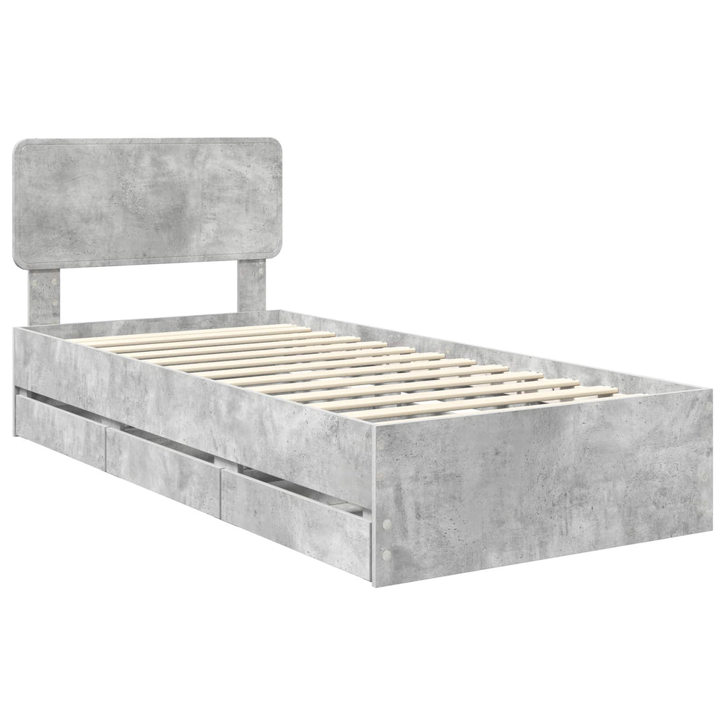 vidaXL Ramka łóżka Betonowy Szary 90 x 200 cm Drewno inżynieryjne