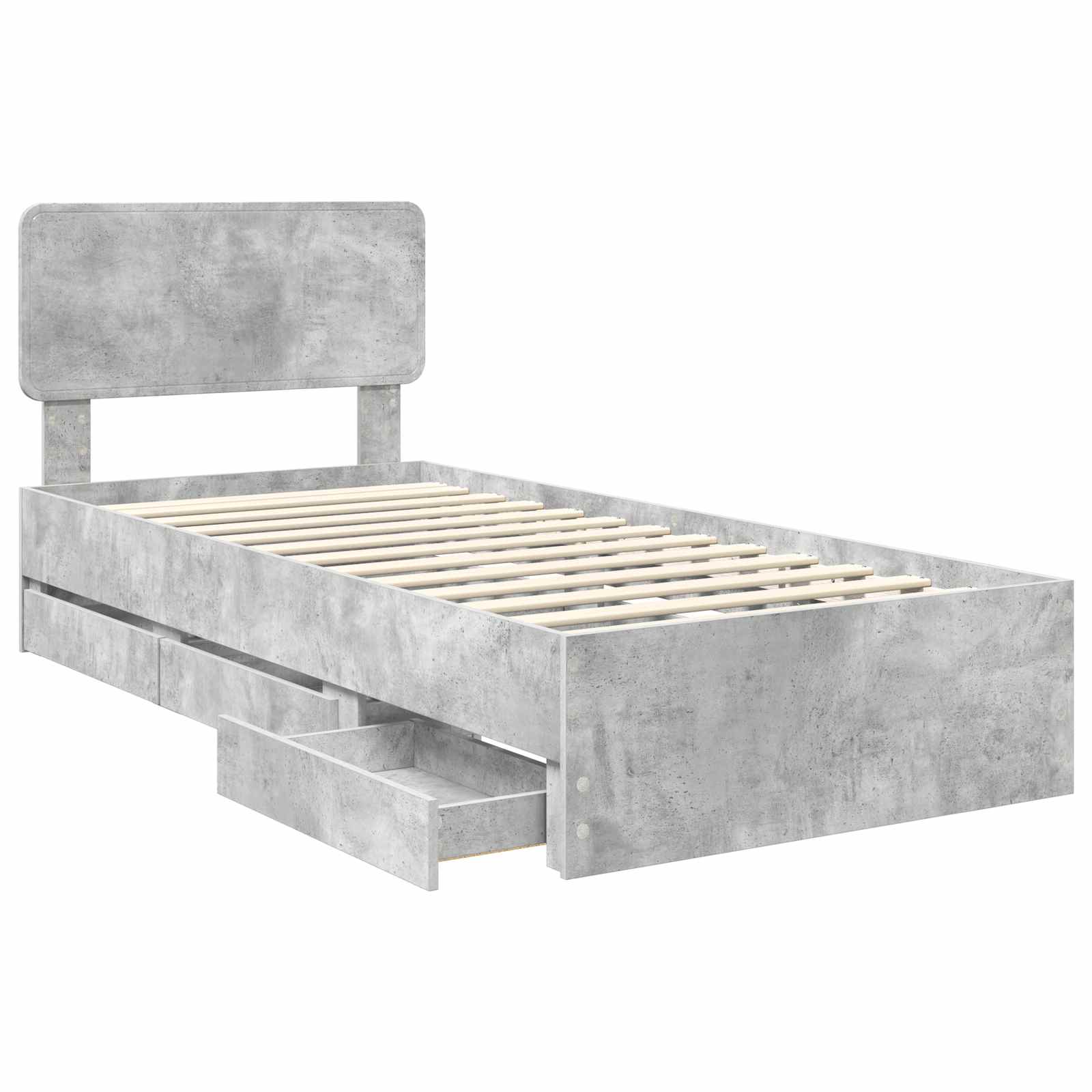 vidaXL Ramka łóżka Betonowy Szary 90 x 200 cm Drewno inżynieryjne