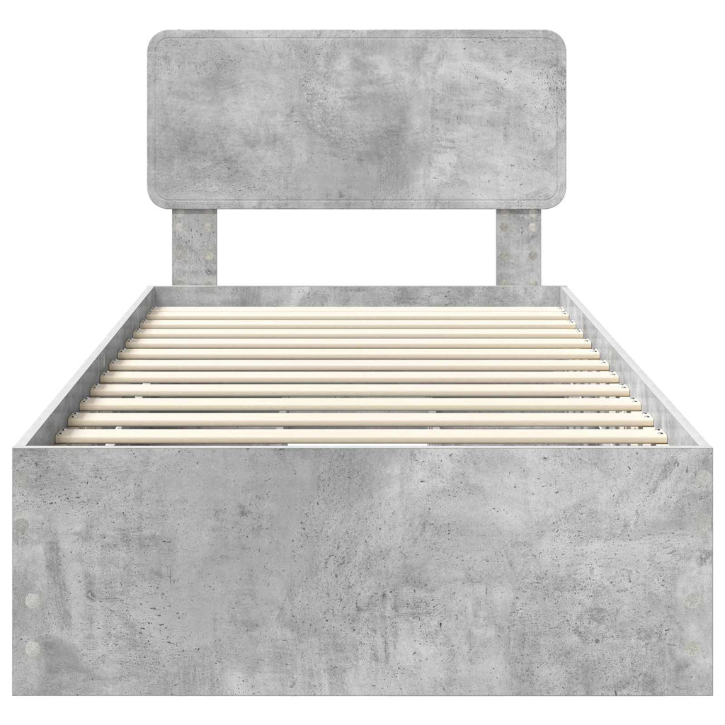 vidaXL Ramka łóżka Betonowy Szary 90 x 200 cm Drewno inżynieryjne