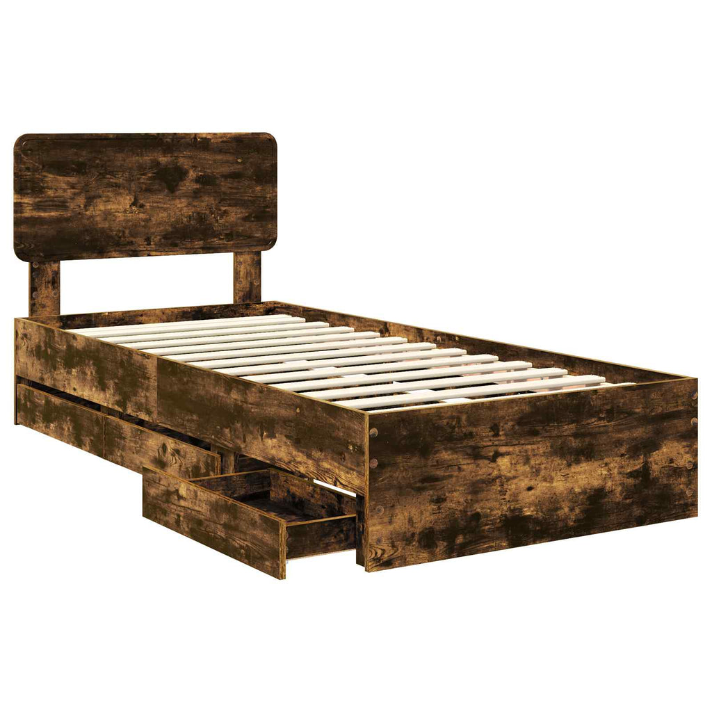 vidaXL Ramka łóżka Dąb Wędzony 90 x 200 cm Drewno inżynieryjne