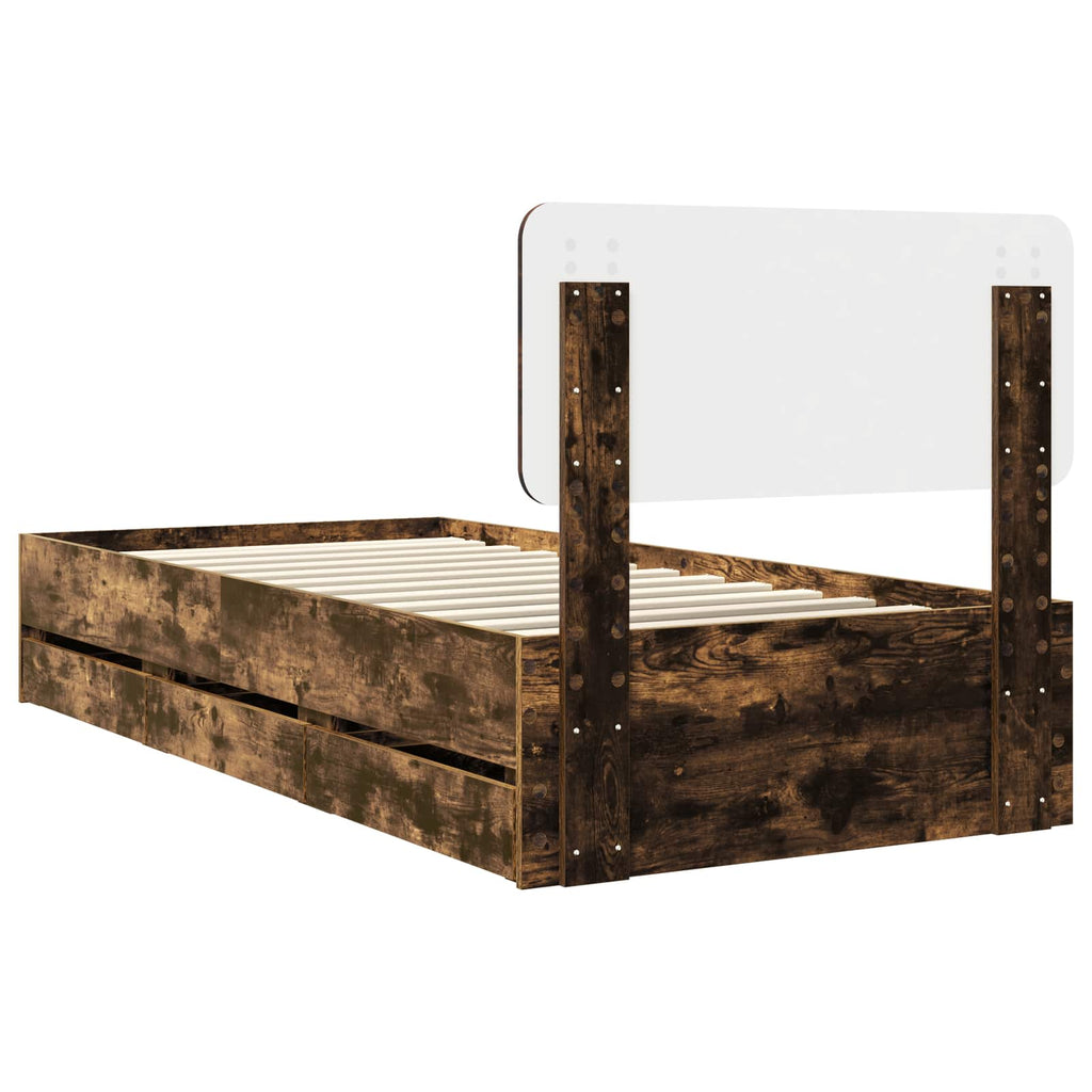 vidaXL Ramka łóżka Dąb Wędzony 90 x 200 cm Drewno inżynieryjne