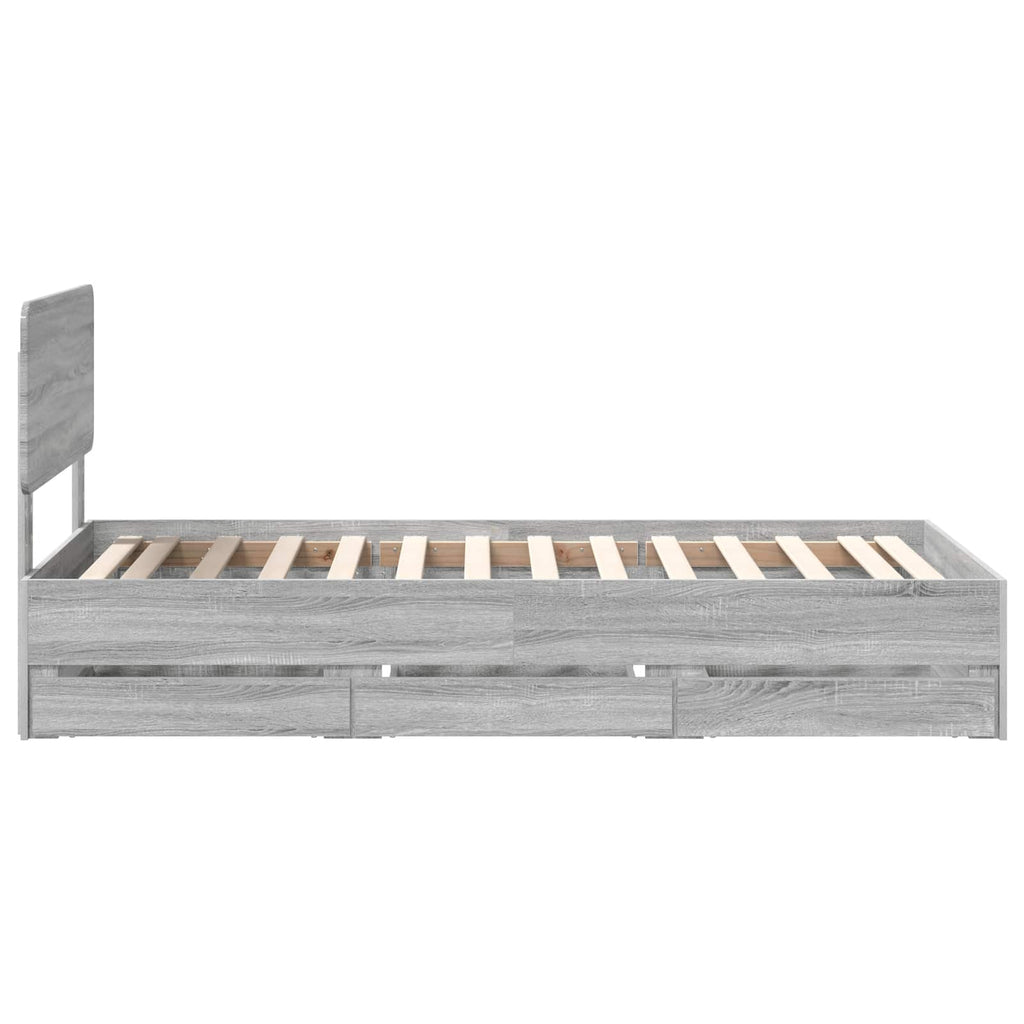 vidaXL Ramka łóżka Szary Sonoma 90 x 200 cm Drewno inżynieryjne