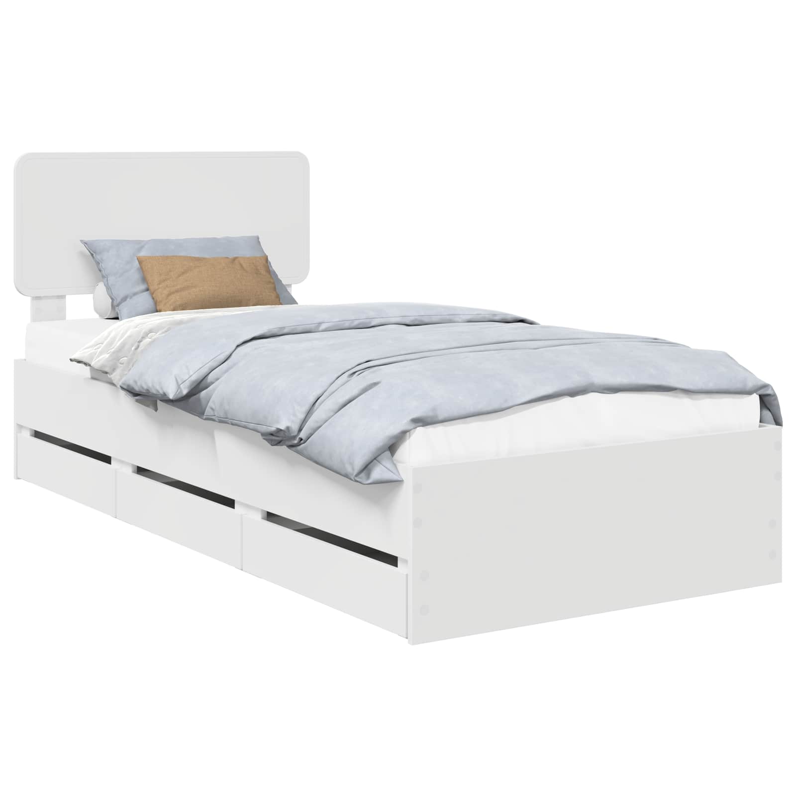 vidaXL Ramka łóżka z szufladą Biały 90 x 190 cm Drewno inżynieryjne
