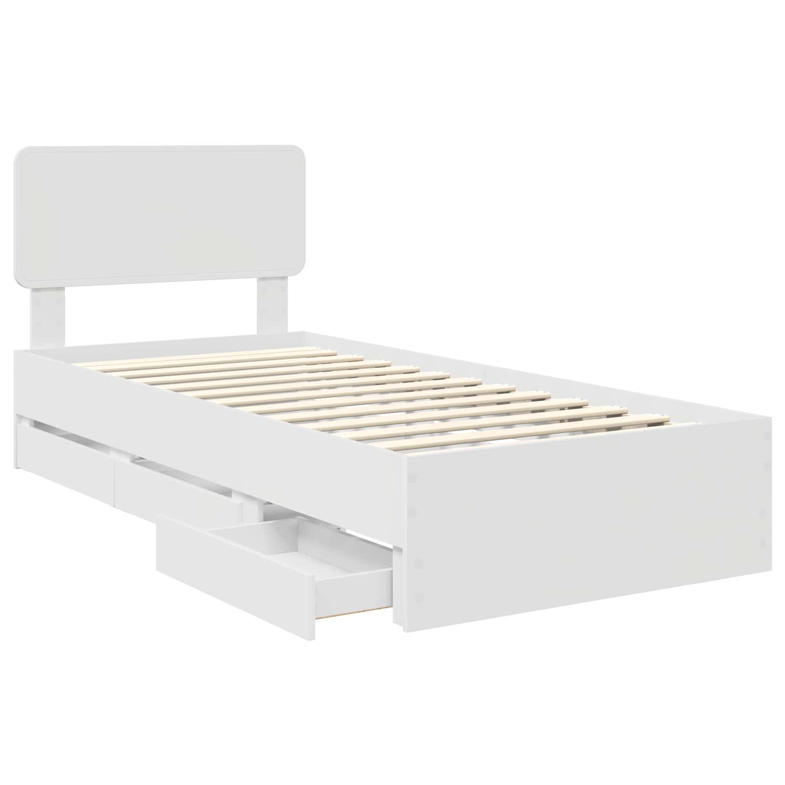 vidaXL Ramka łóżka z szufladą Biały 90 x 190 cm Drewno inżynieryjne