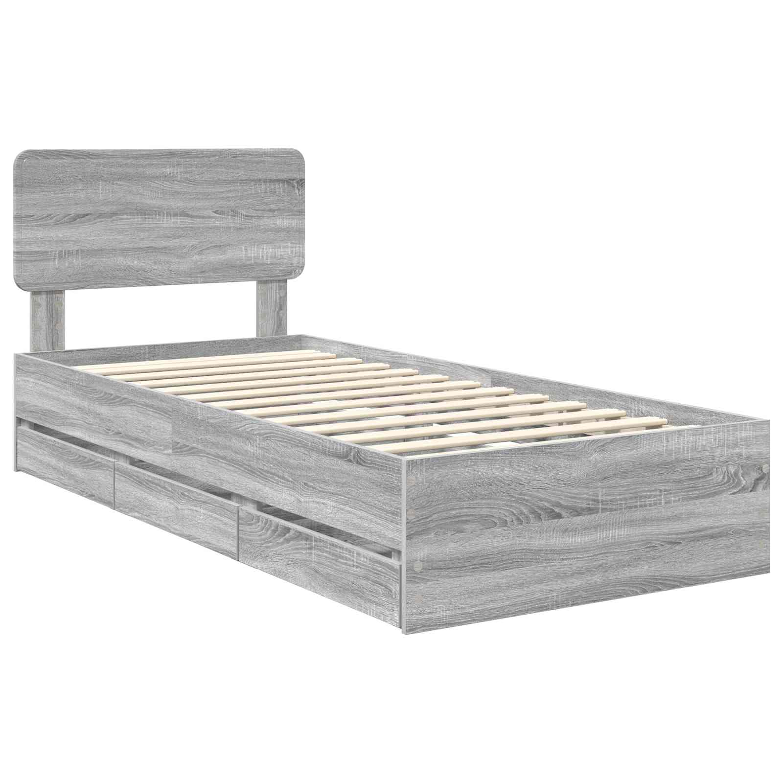vidaXL Ramka łóżka Szary Sonoma 90 x 190 cm Drewno inżynieryjne