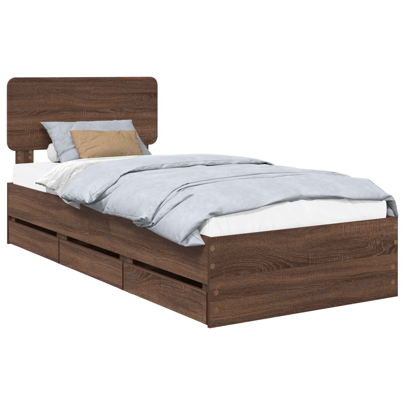 vidaXL Ramka łóżka Dąb brązowy 90 x 190 cm Drewno inżynieryjne