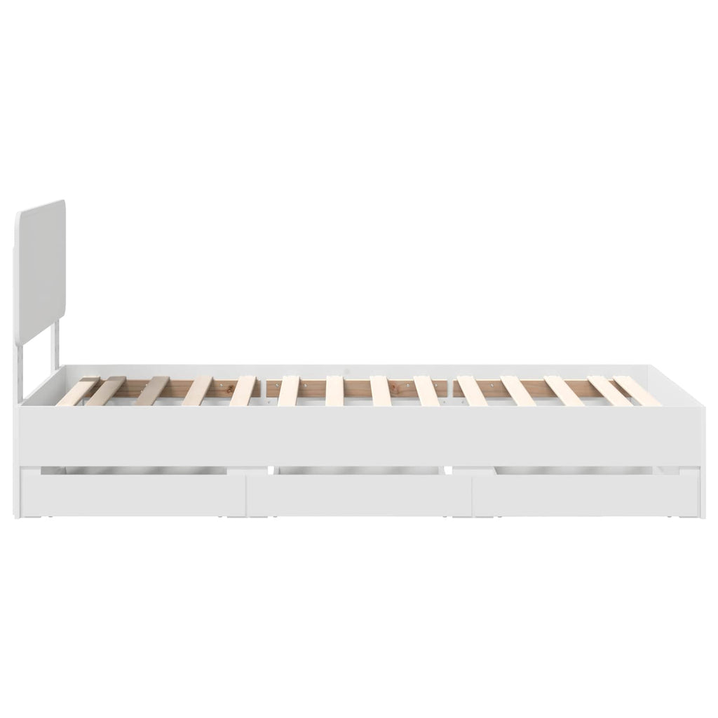 vidaXL Ramka łóżka z szufladą Biały 75 x 190 cm Drewno inżynieryjne