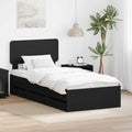 vidaXL Ramka łóżka z szufladą Czarny 75 x 190 cm Drewno inżynieryjne