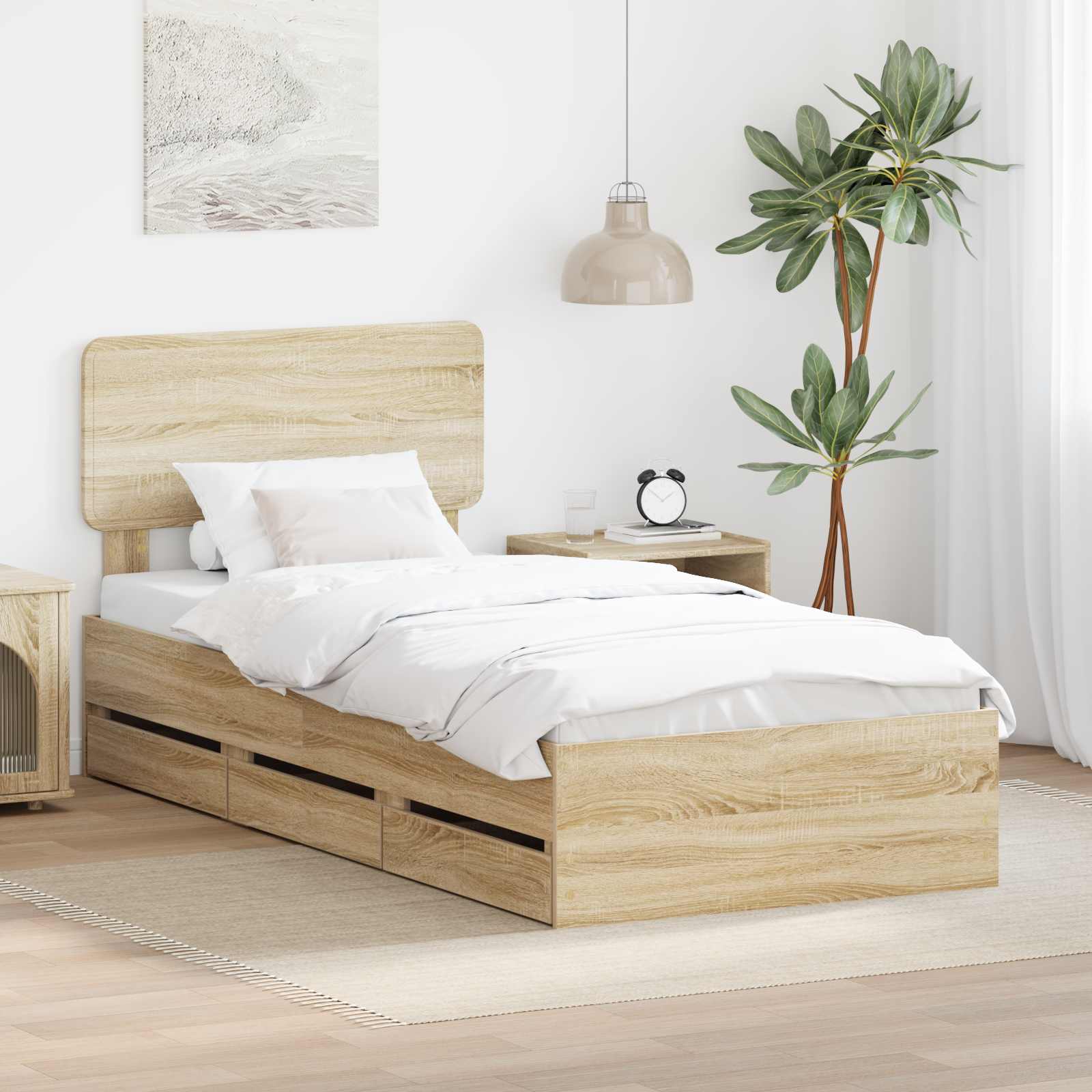 vidaXL Ramka łóżka Dąb Sonoma 75 x 190 cm Drewno inżynieryjne
