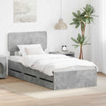vidaXL Ramka łóżka Betonowy Szary 75 x 190 cm Drewno inżynieryjne