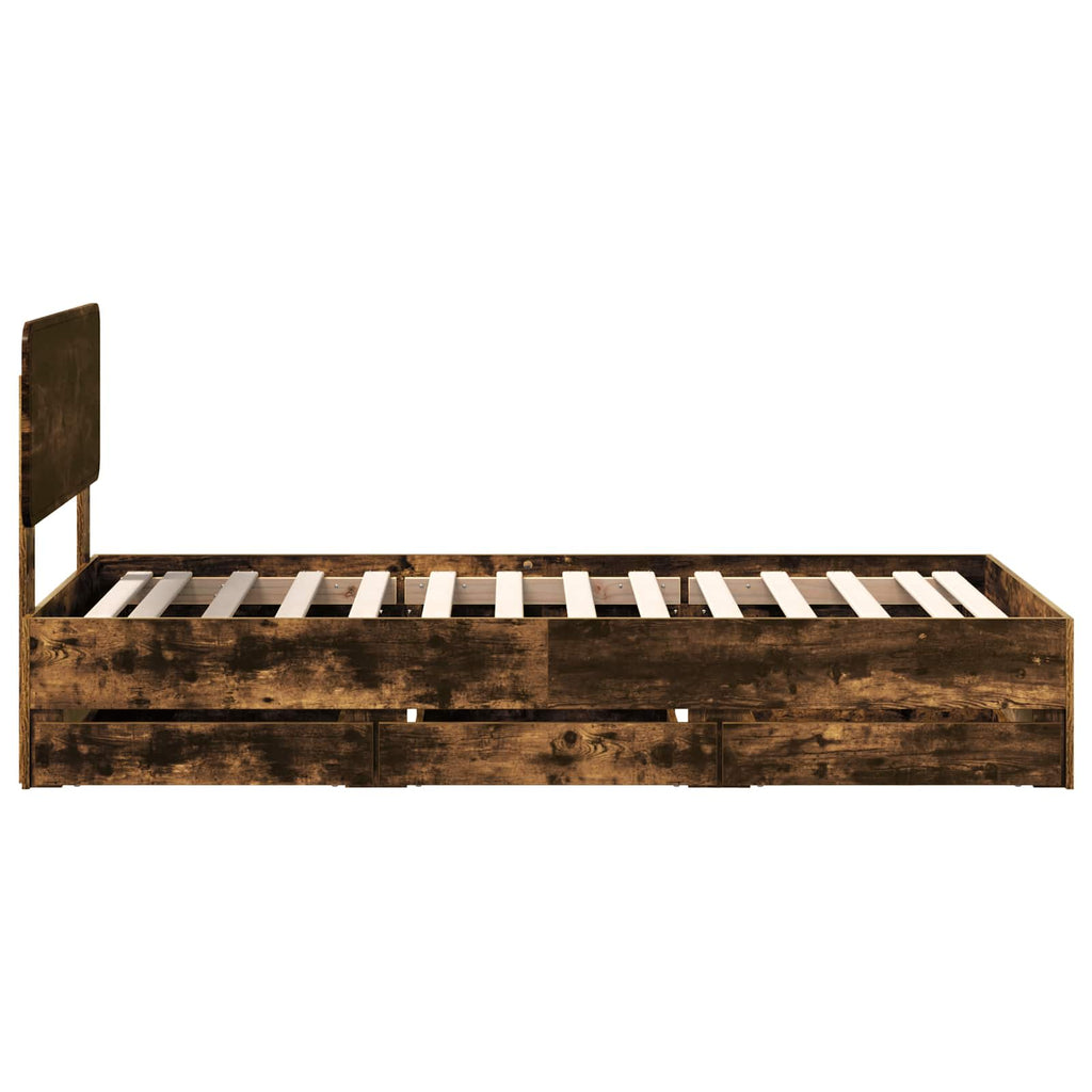 vidaXL Ramka łóżka Dąb Wędzony 75 x 190 cm Drewno inżynieryjne