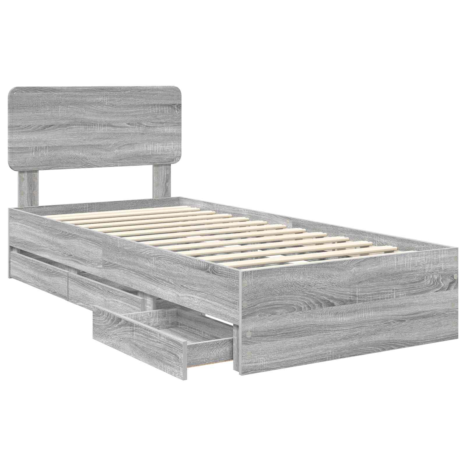 vidaXL Ramka łóżka Szary Sonoma 75 x 190 cm Drewno inżynieryjne