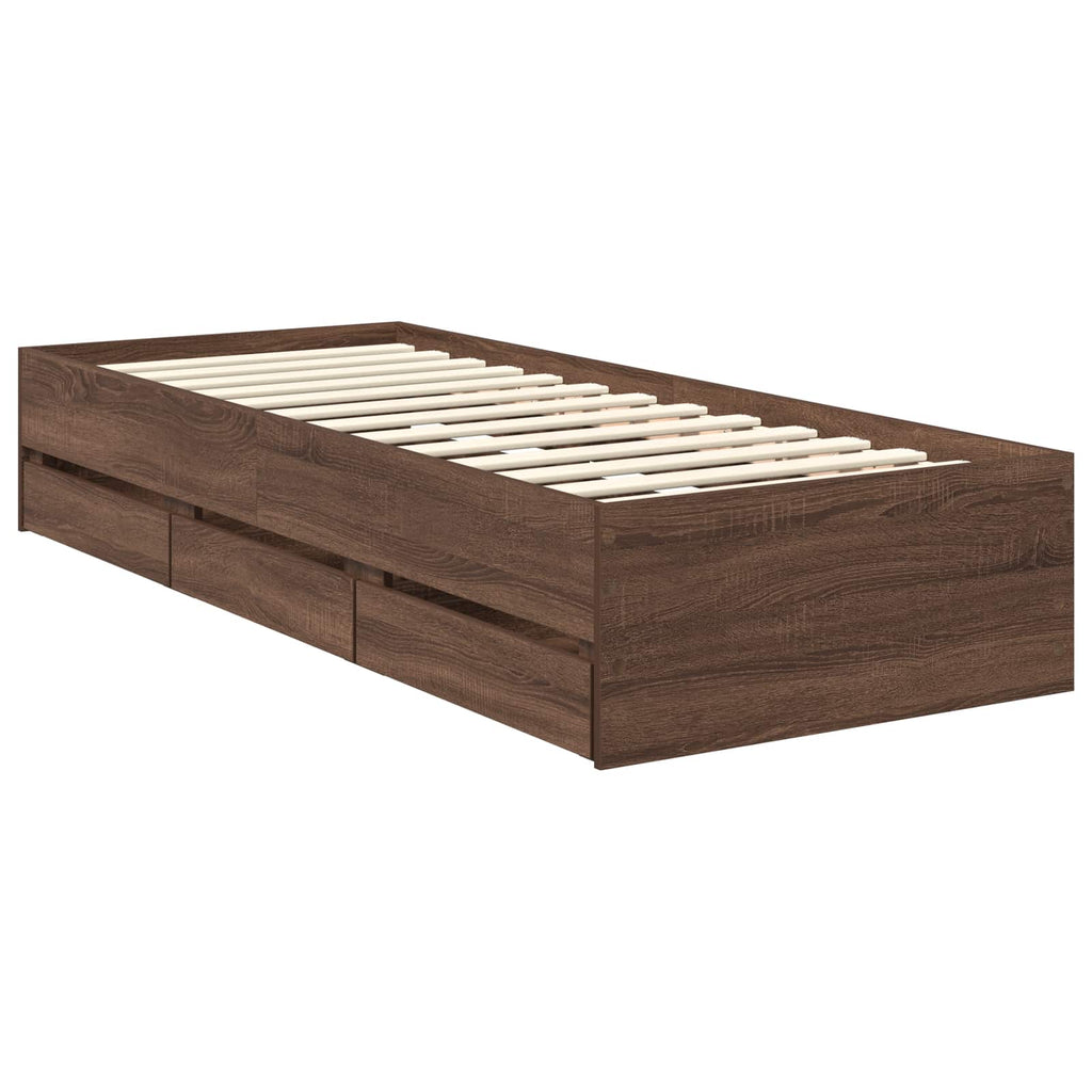 vidaXL Ramka łóżka Dąb brązowy 75 x 190 cm Drewno inżynieryjne