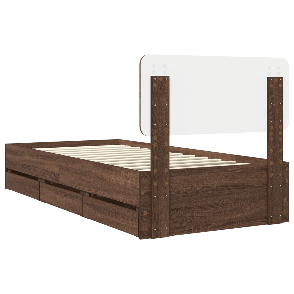 vidaXL Ramka łóżka Dąb brązowy 75 x 190 cm Drewno inżynieryjne
