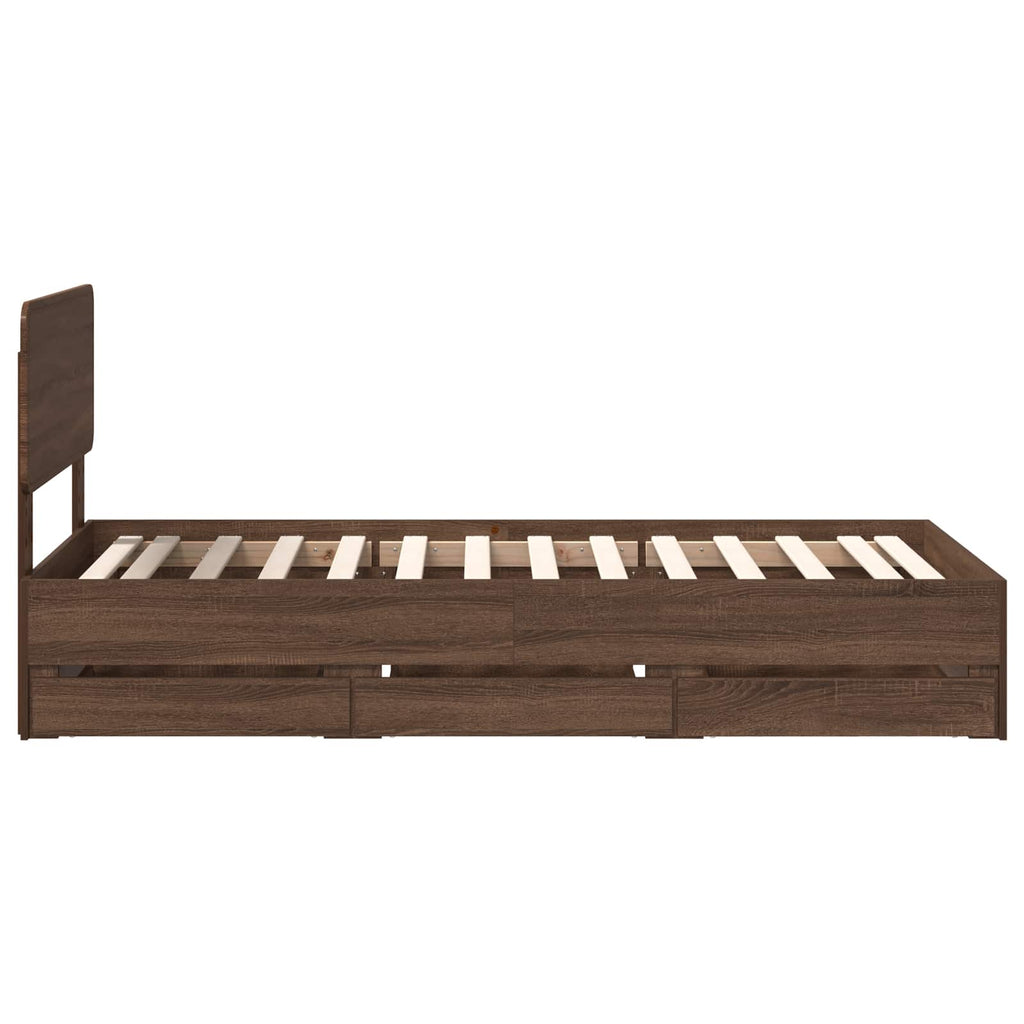 vidaXL Ramka łóżka Dąb brązowy 75 x 190 cm Drewno inżynieryjne