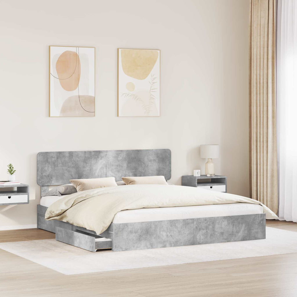 vidaXL Łóżko z miejscem do przechowywania Betonowy szary 180 x 200 cm