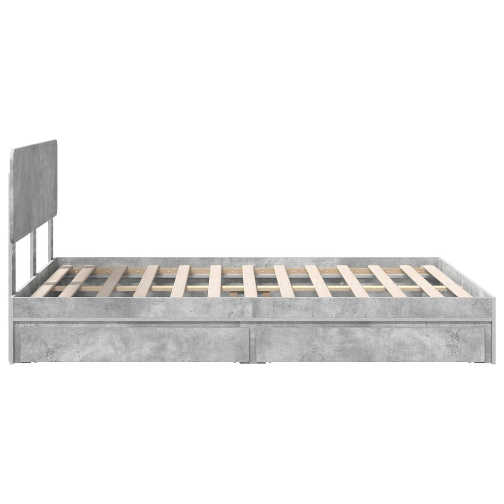 vidaXL Łóżko z miejscem do przechowywania Betonowy szary 150 x 200 cm