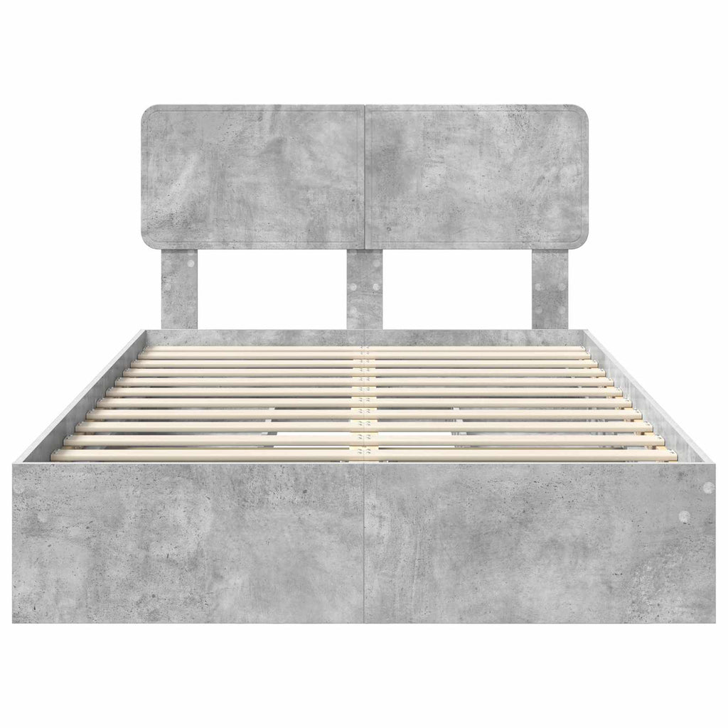 vidaXL Łóżko z miejscem do przechowywania Betonowy szary 135 x 190 cm