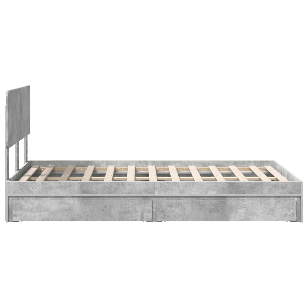 vidaXL Łóżko z miejscem do przechowywania Betonowy szary 135 x 190 cm