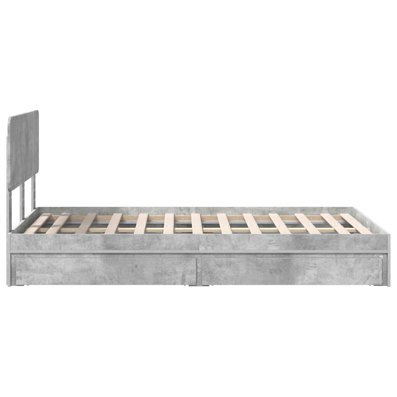 vidaXL Łóżko z miejscem do przechowywania Betonowy szary 135 x 190 cm