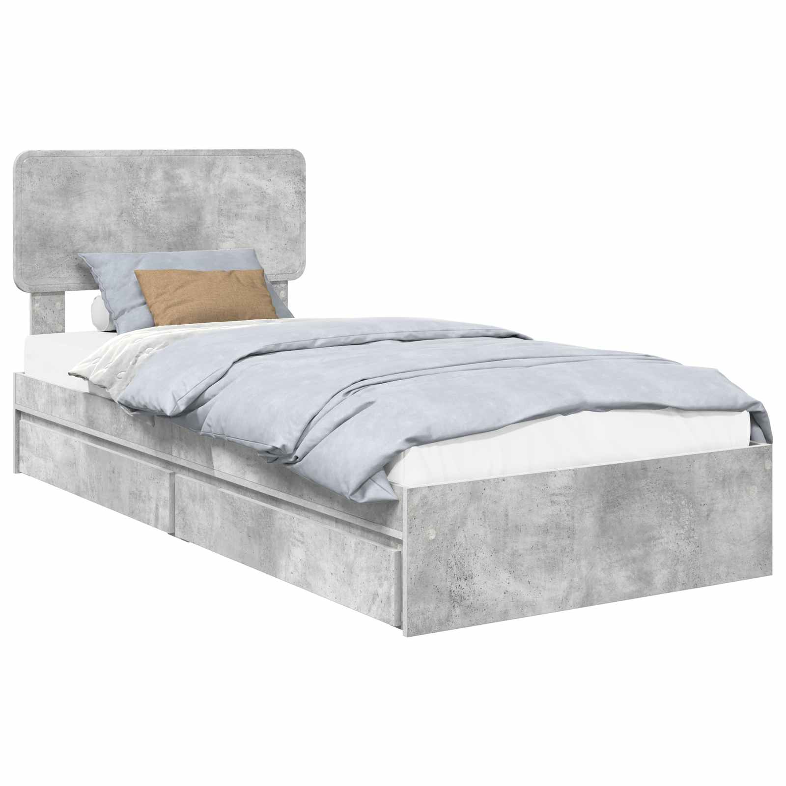 vidaXL Łóżko z miejscem do przechowywania Betonowy szary 70 x 190 cm