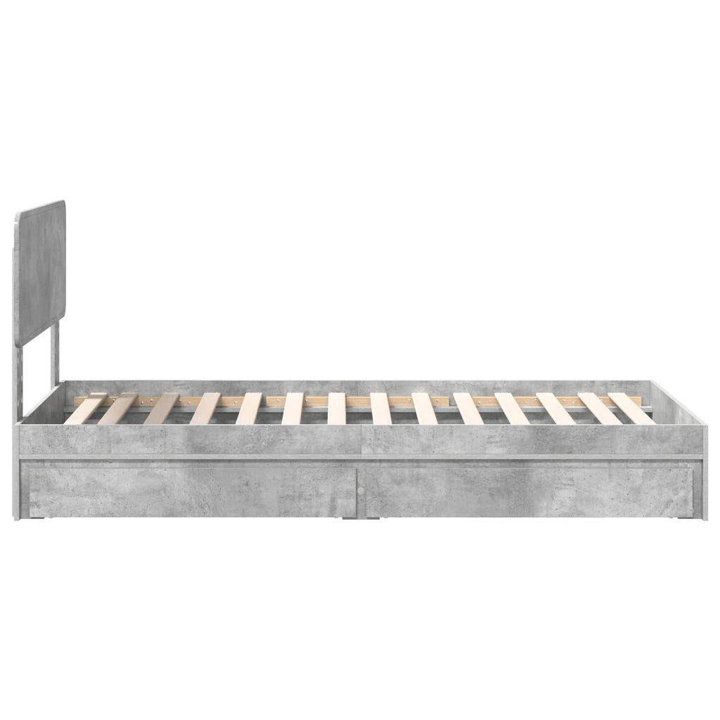 vidaXL Łóżko z miejscem do przechowywania Betonowy szary 70 x 190 cm