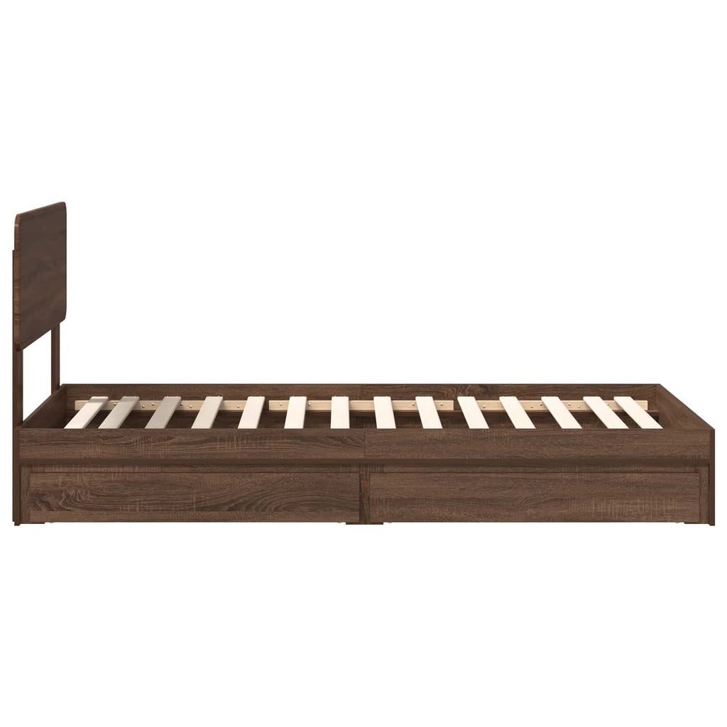 vidaXL Łóżko z miejscem do przechowywania Brązowy dąb 75 x 190 cm