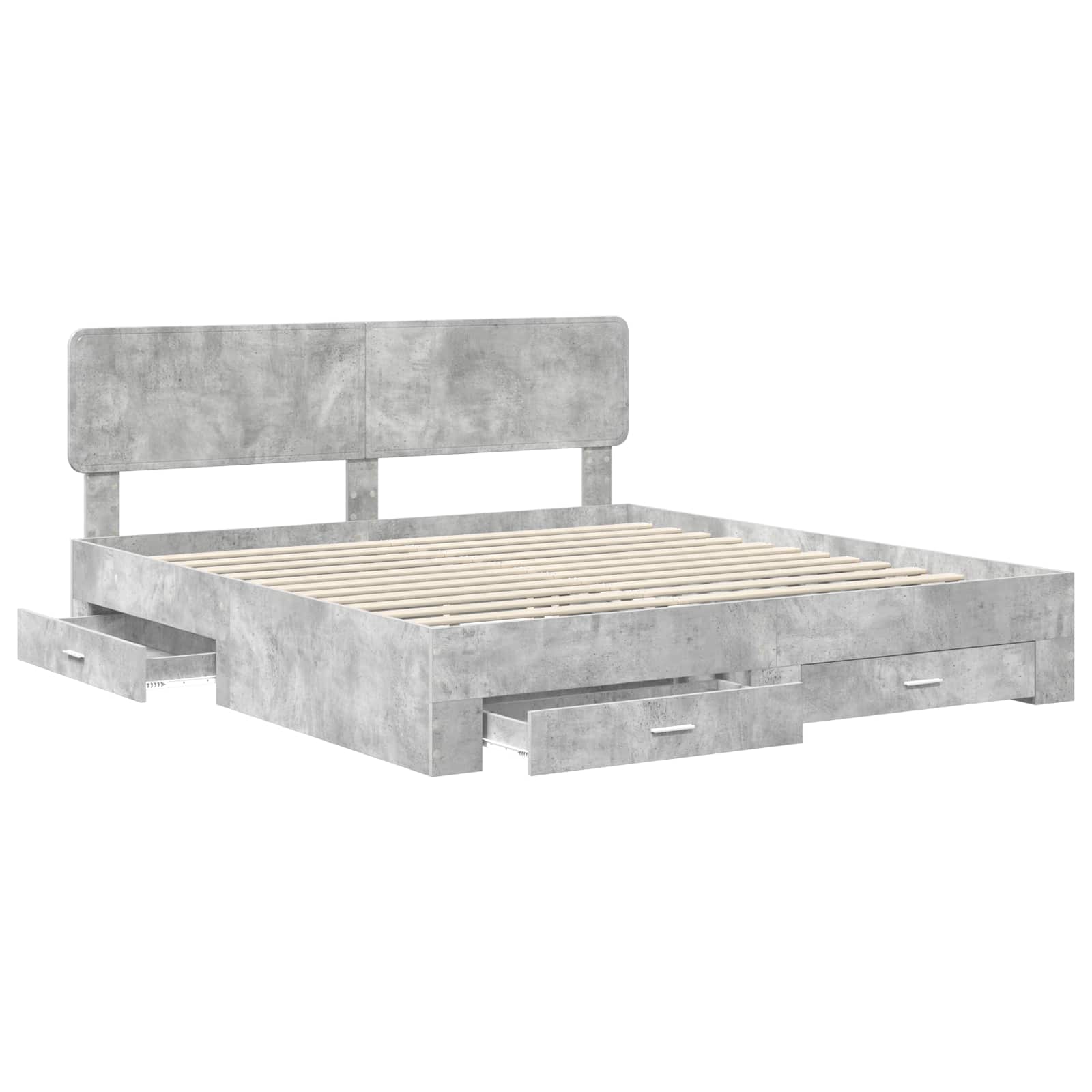 vidaXL Ramka łóżka Betonowy szary 200 x 200 cm Materiał drewnopochodny