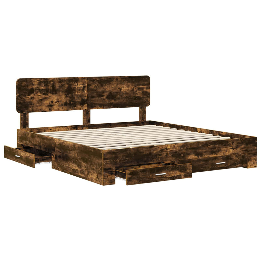 vidaXL Ramka łóżka Dąb wędzony 200 x 200 cm Materiał drewnopochodny