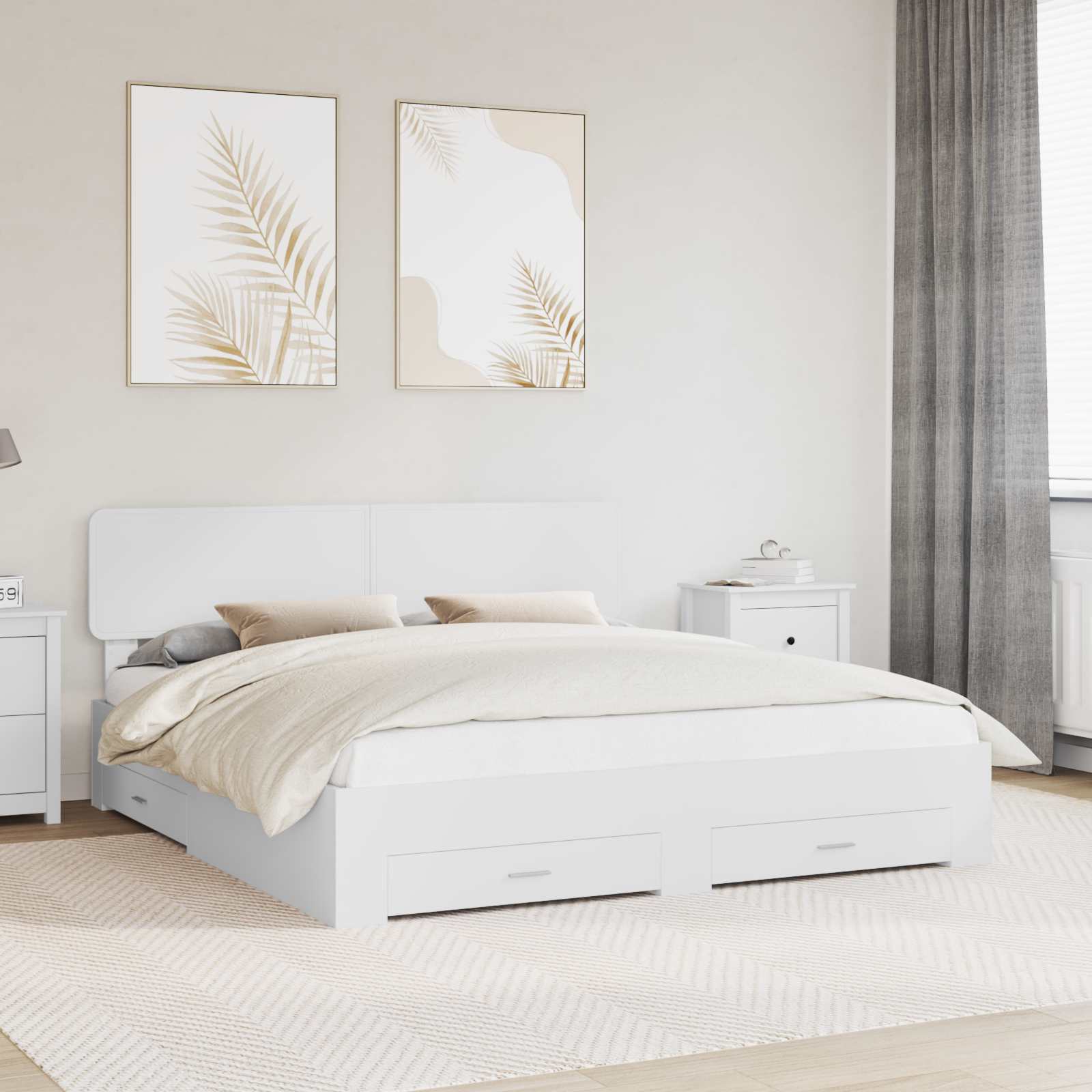 vidaXL Ramka łóżka Biały 180 x 200 cm Materiał drewnopochodny