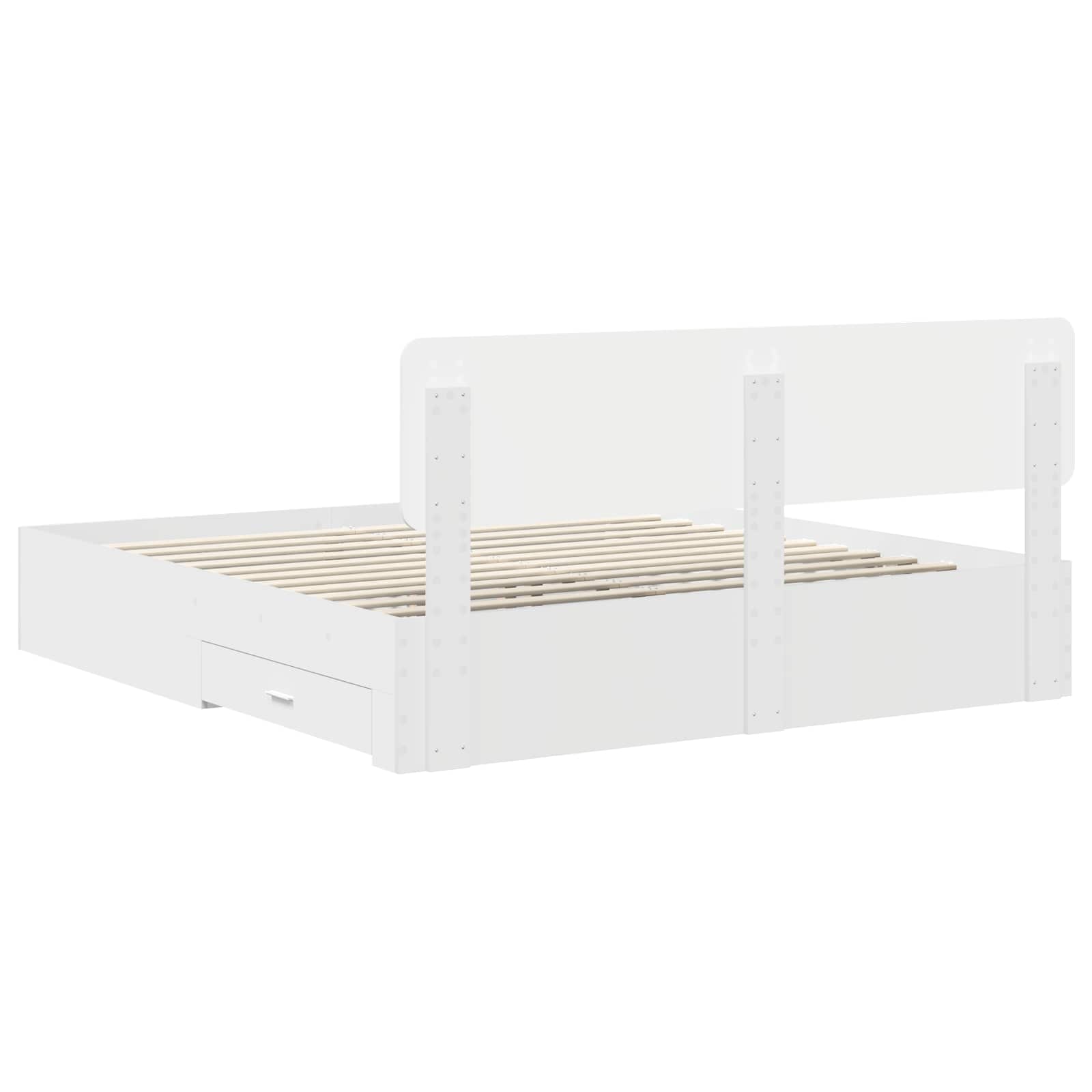 vidaXL Ramka łóżka Biały 180 x 200 cm Materiał drewnopochodny