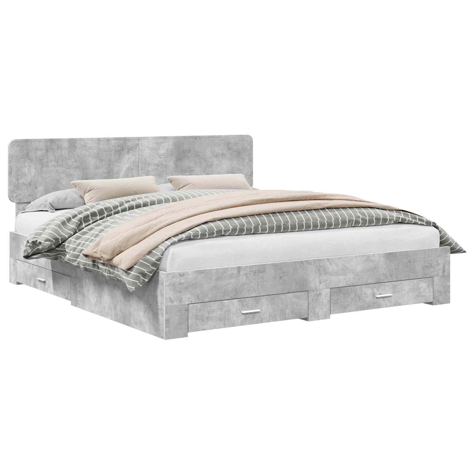vidaXL Ramka łóżka Betonowy szary 180 x 200 cm Materiał drewnopochodny