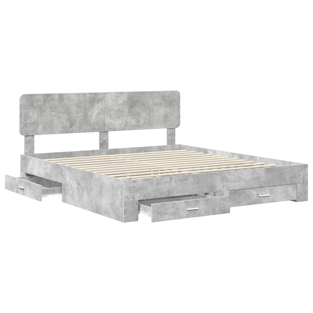 vidaXL Ramka łóżka Betonowy szary 180 x 200 cm Materiał drewnopochodny