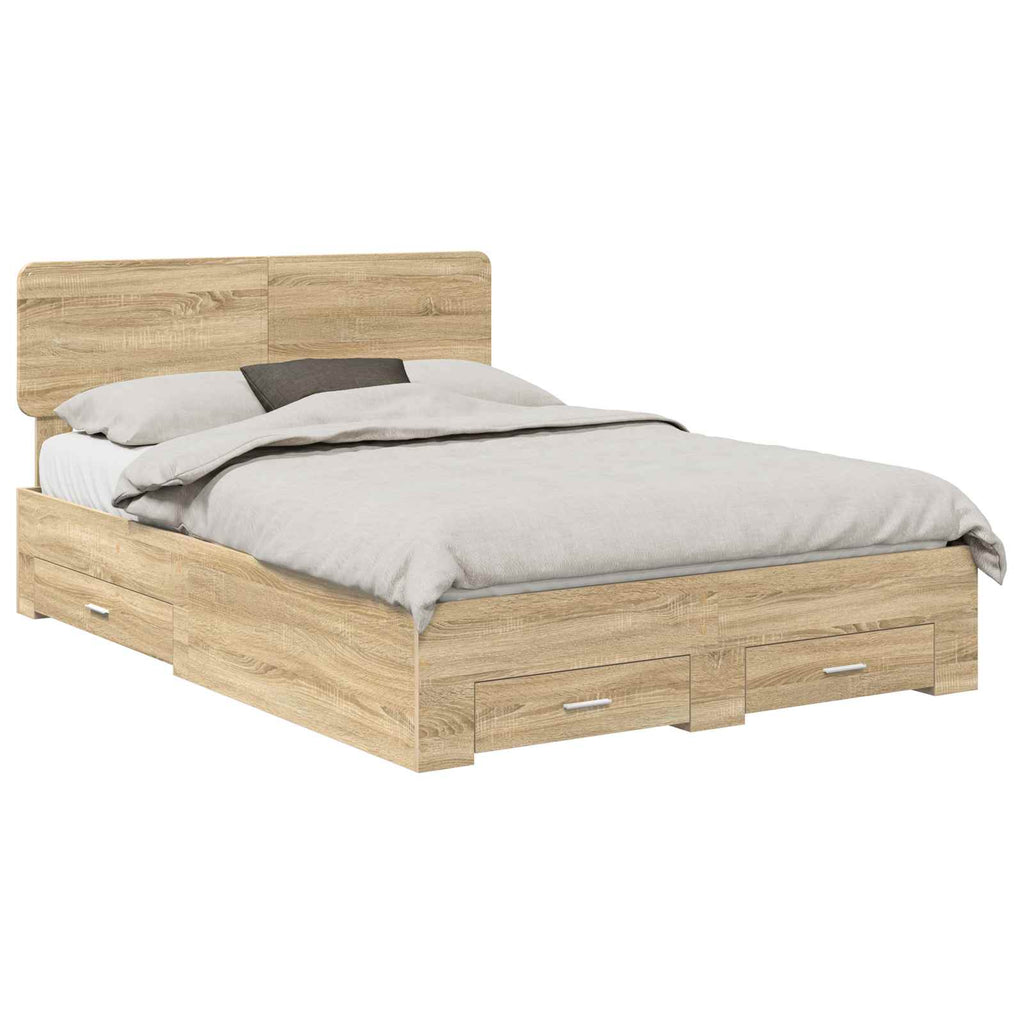 vidaXL Ramka łóżka Dąb Sonoma 150 x 200 cm Materiał drewnopochodny