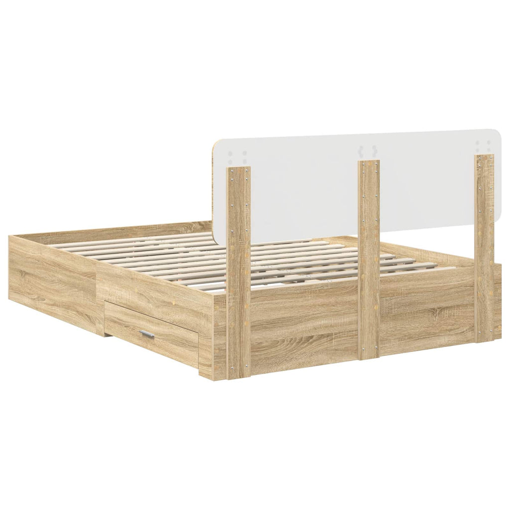 vidaXL Ramka łóżka Dąb Sonoma 150 x 200 cm Materiał drewnopochodny