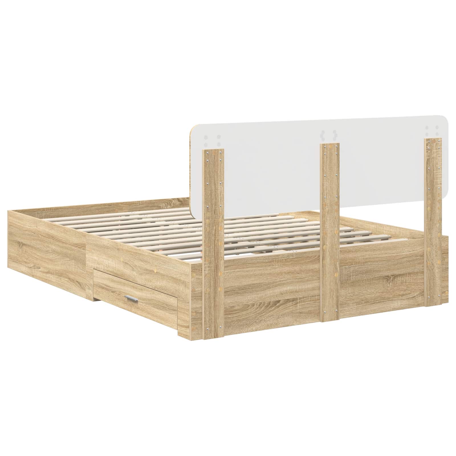 vidaXL Ramka łóżka Dąb Sonoma 150 x 200 cm Materiał drewnopochodny