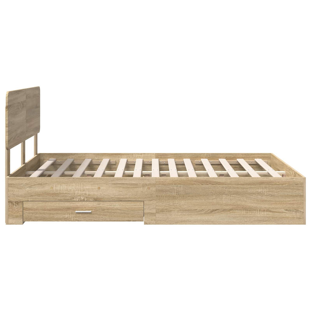 vidaXL Ramka łóżka Dąb Sonoma 150 x 200 cm Materiał drewnopochodny
