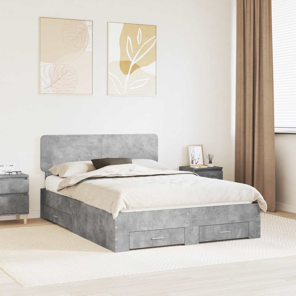vidaXL Ramka łóżka Betonowy szary 150 x 200 cm Materiał drewnopochodny