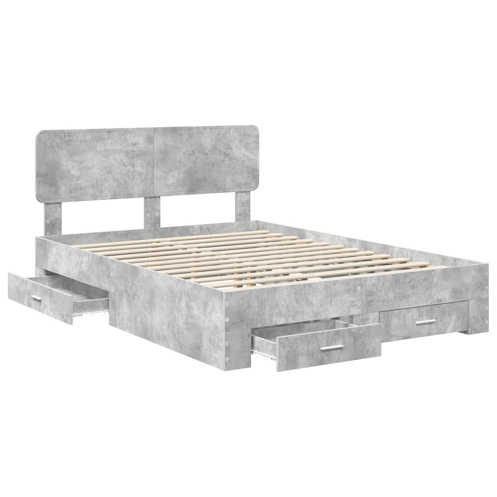 vidaXL Ramka łóżka Betonowy szary 150 x 200 cm Materiał drewnopochodny