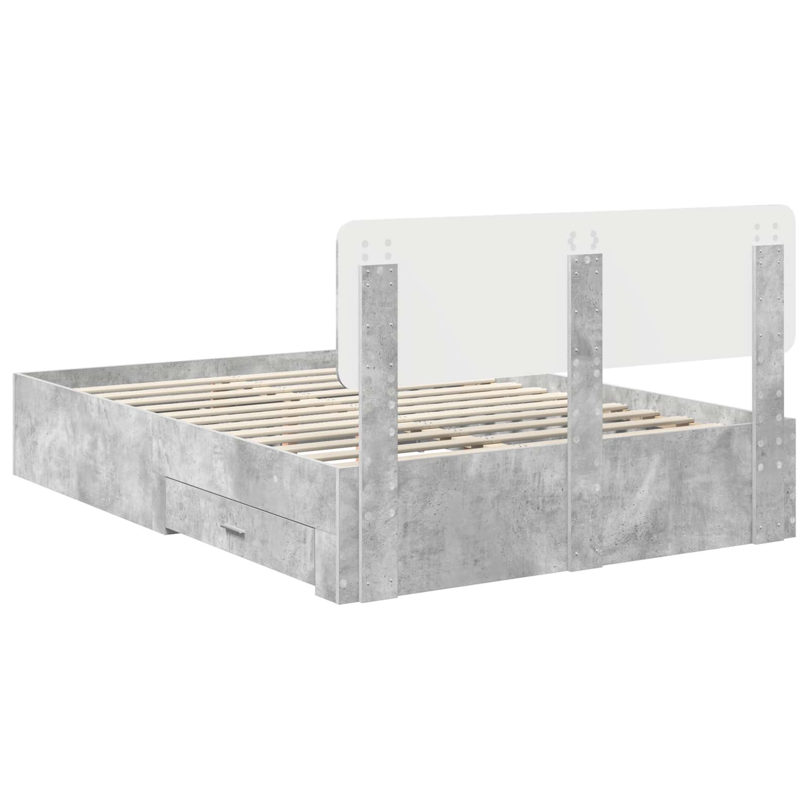 vidaXL Ramka łóżka Betonowy szary 150 x 200 cm Materiał drewnopochodny