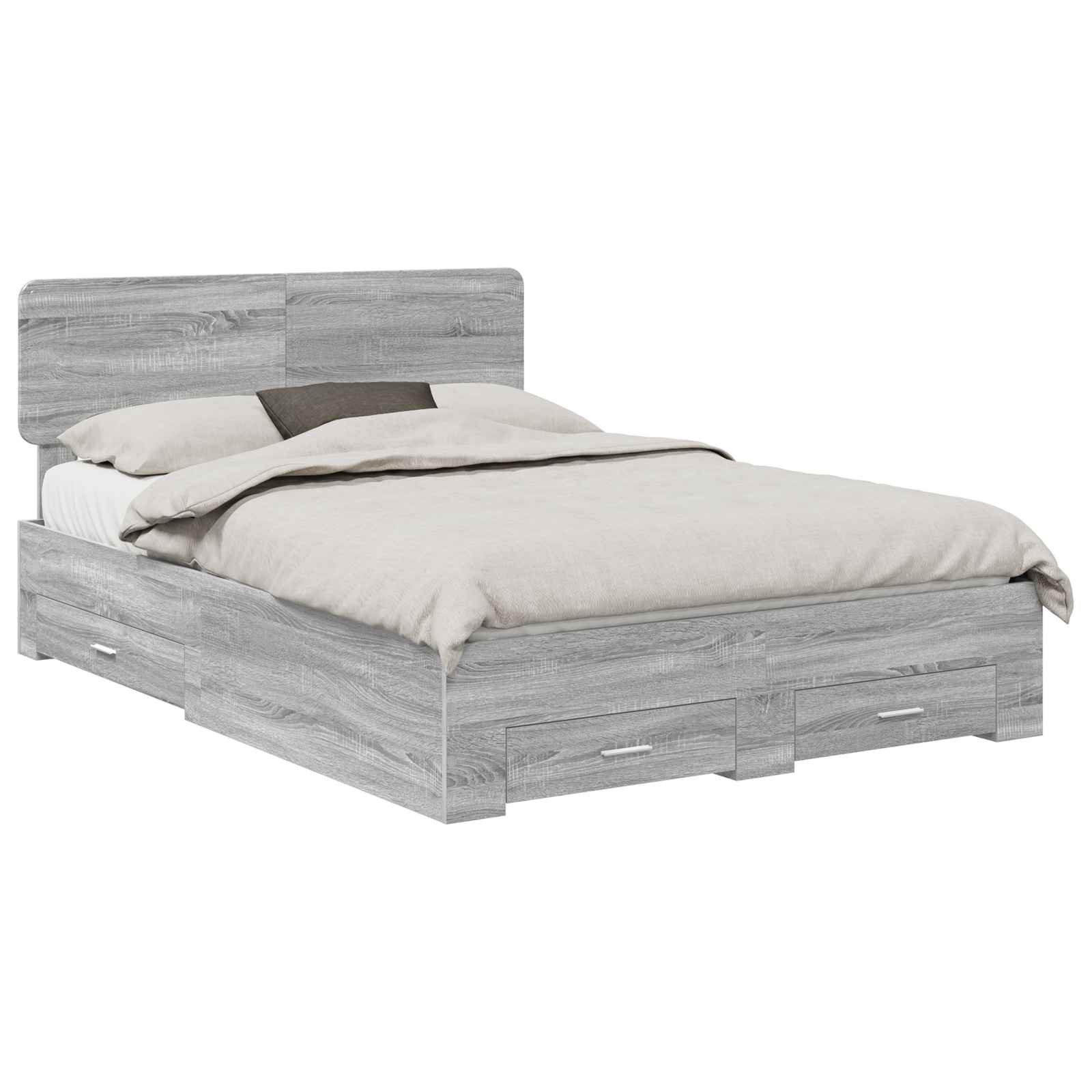 vidaXL Ramka łóżka Szary Sonoma 150 x 200 cm Materiał drewnopochodny