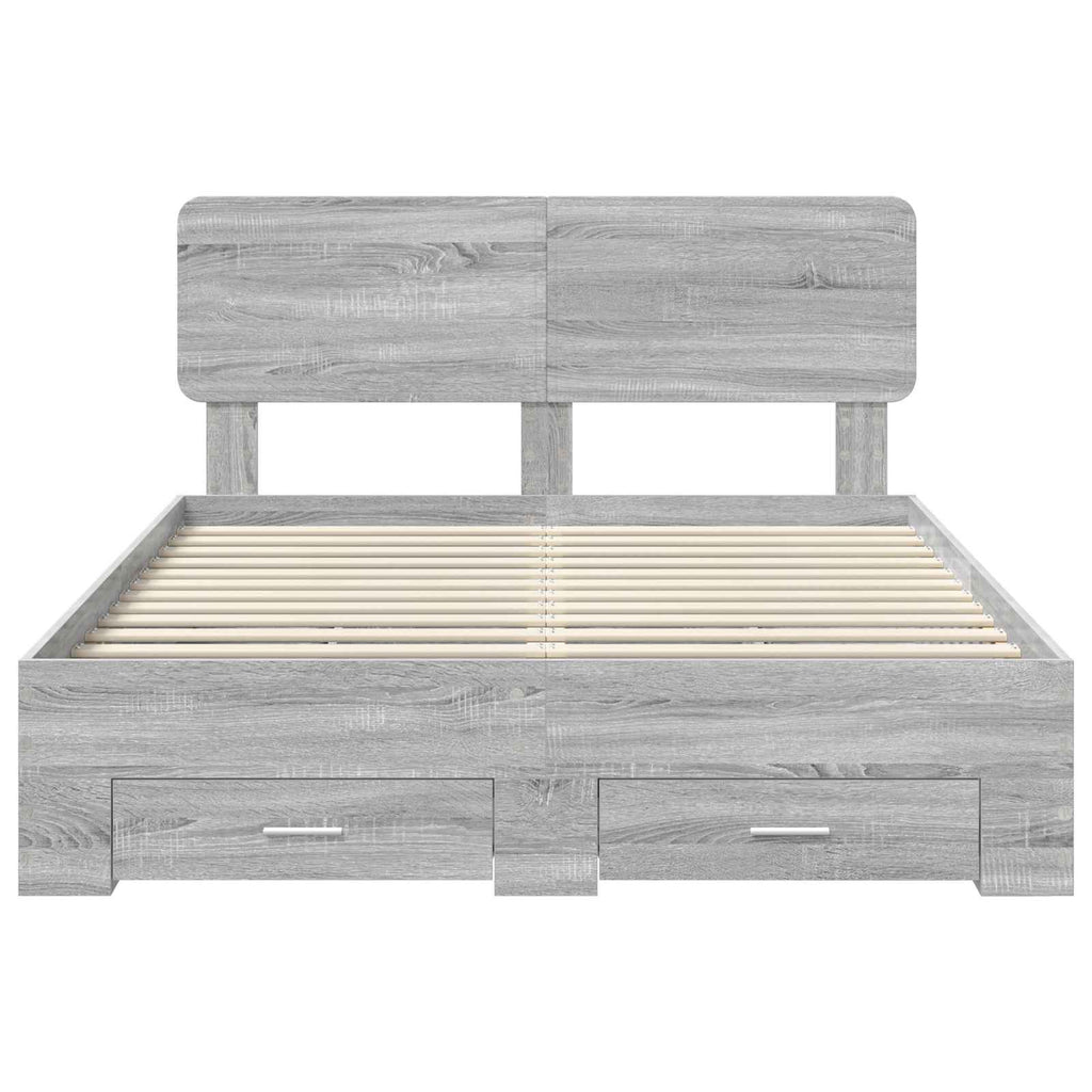 vidaXL Ramka łóżka Szary Sonoma 150 x 200 cm Materiał drewnopochodny