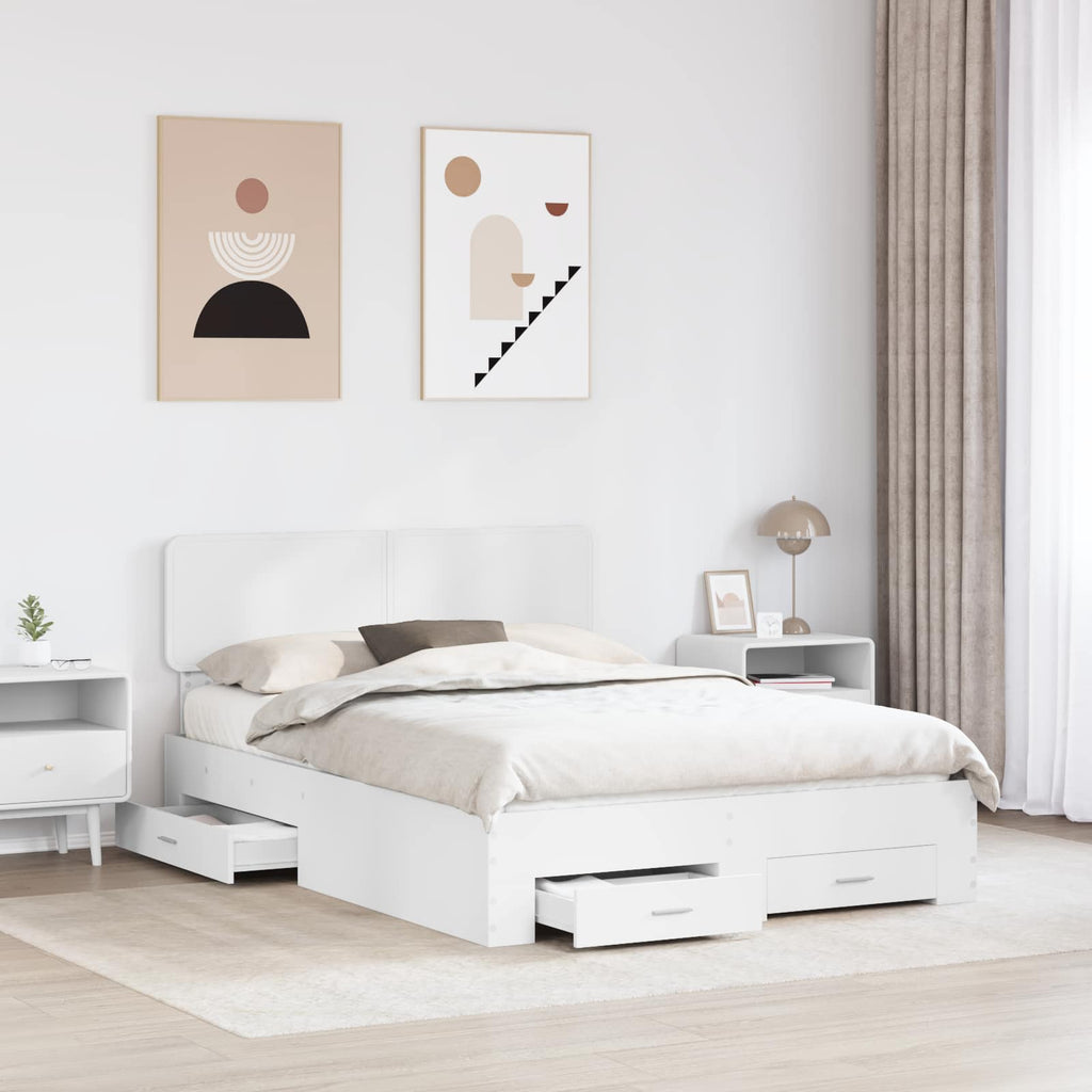 vidaXL Ramka łóżka Biały 140 x 200 cm Materiał drewnopochodny