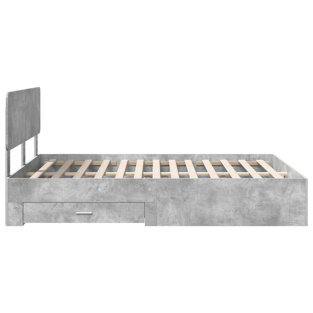 vidaXL Ramka łóżka Betonowy szary 140 x 200 cm Materiał drewnopochodny