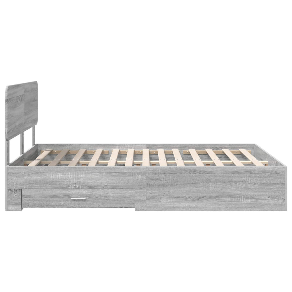 vidaXL Ramka łóżka Szary Sonoma 140 x 200 cm Materiał drewnopochodny